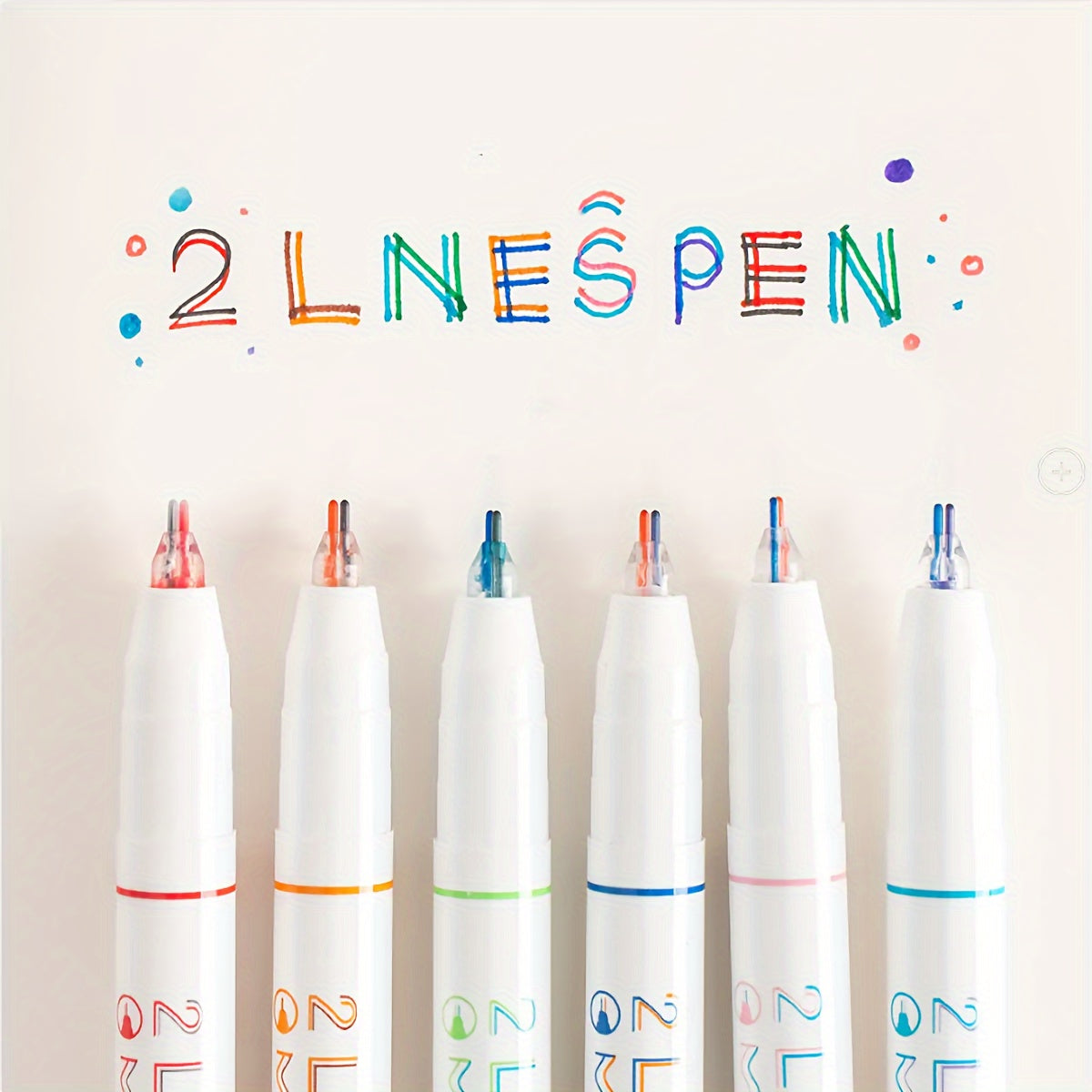 6pcs Dual-Tip Colorful Marker Pens - Vibrant Double-Line Stereo Effect, Single Head, 2.1 Line Spen Series by ONESEPEN, Perfect for Art, Office & School Projects