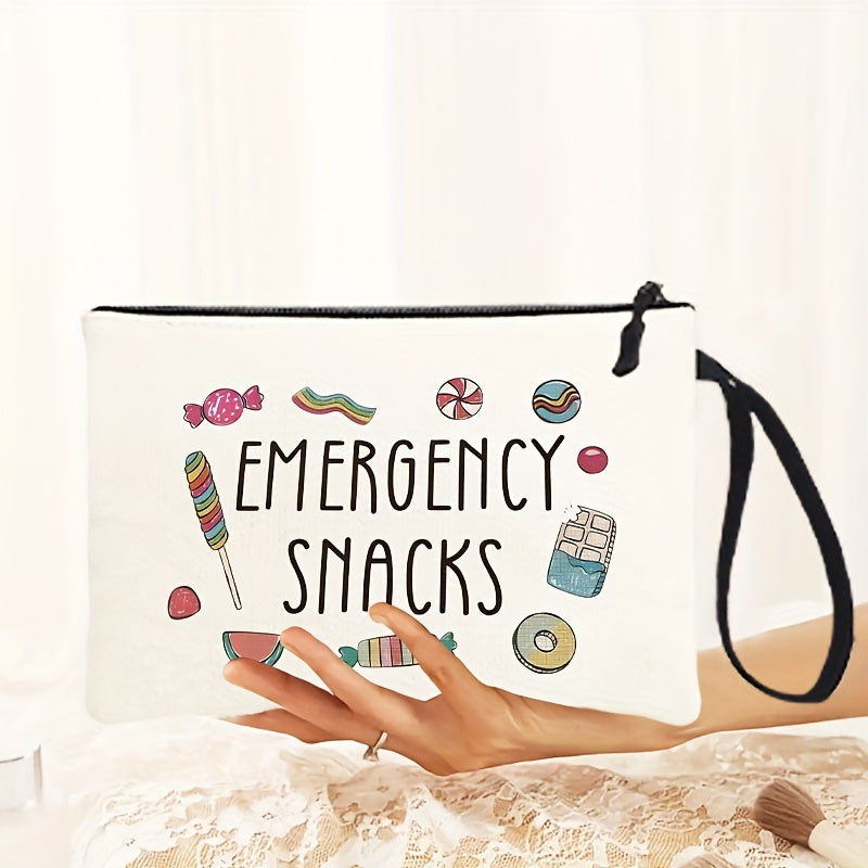 Stylish Travel Toiletry Bag - Lightweight, Machine Washable, Zipper Closure, Single Handle Strap - Perfect Organizer for Cosmetics, Stationery, Essentials, and Emergency Snacks - Pack of 1