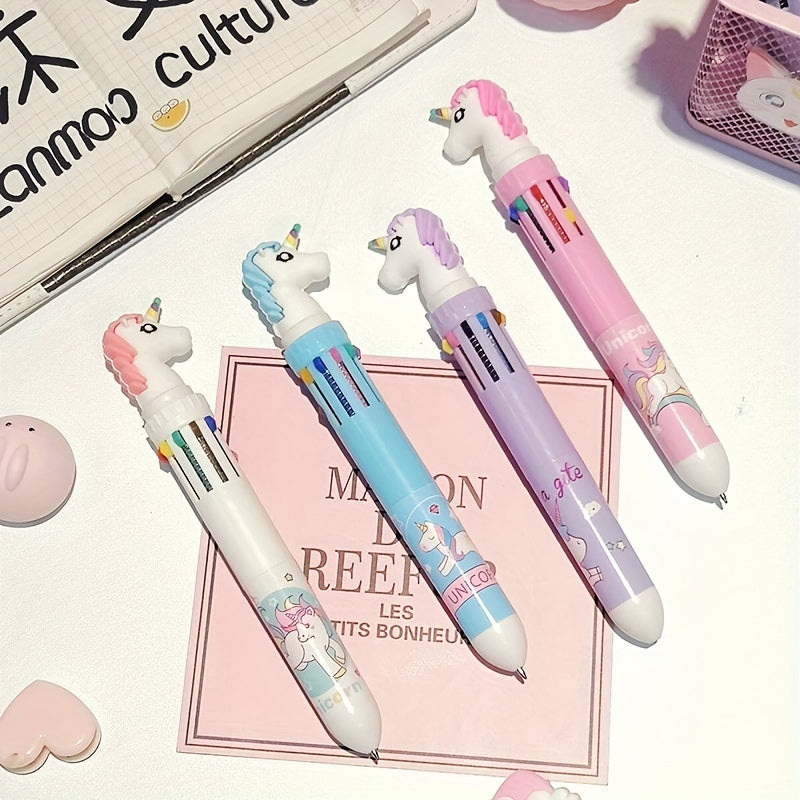 1pcs 10 Color Ballpoint Pen Kawaii Stationery Cute Pens Novelty Cute Kawaii Pen Student Writing Gel Pens Learning Office Supplies, As Halloween, Chrismas Gift