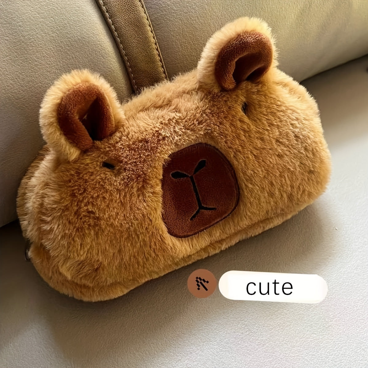 1pc Large Capybara Plush Pencil Case - Soft, Cuddly, and Spacious Stationery and Makeup Storage Bag - Portable, Cute, and Adorable Eid Al-Adha Mubarak Gift Idea