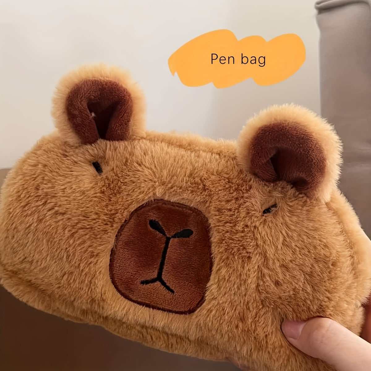 1pc Large Capybara Plush Pencil Case - Soft, Cuddly, and Spacious Stationery and Makeup Storage Bag - Portable, Cute, and Adorable Eid Al-Adha Mubarak Gift Idea
