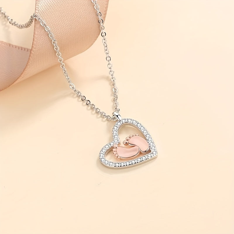 Cherished Mummys Little Feet Heart Necklace - A Thoughtful Pregnancy Keepsake for Expecting Mums, Perfect Baby Shower Gift for Mum to Be