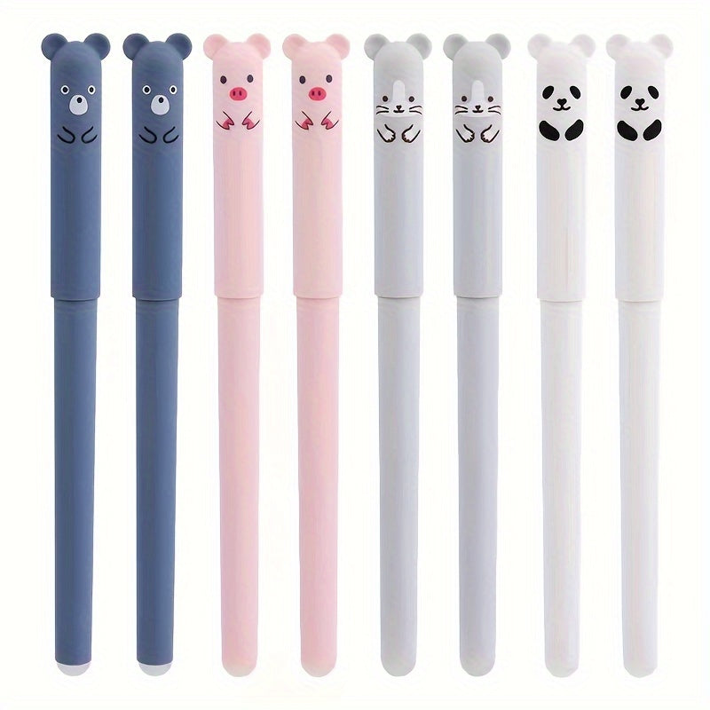30/4pcs Erasable Gel Pen 0.5 Refill Set Cartoon Animals Cute Cat Erasable Pen Refill Rod Washable Handle Pen School Stationery Needle Tip For Writing Notebooks Girls Cute Gel Pens Office Accessories