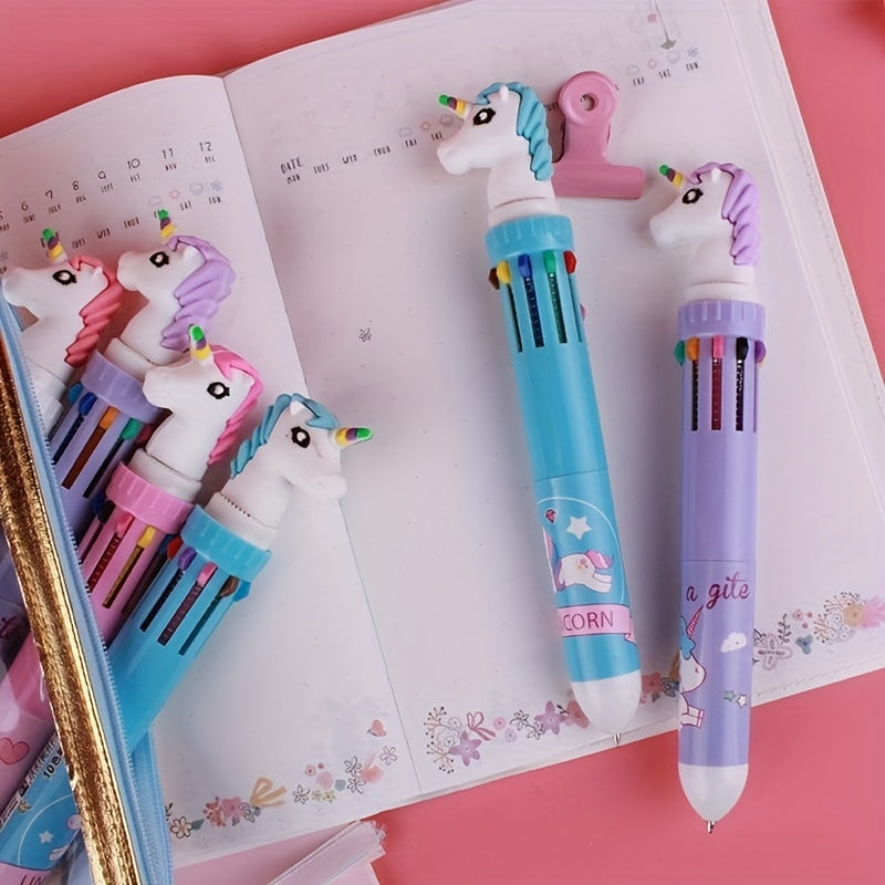 1pcs 10 Color Ballpoint Pen Kawaii Stationery Cute Pens Novelty Cute Kawaii Pen Student Writing Gel Pens Learning Office Supplies, As Halloween, Chrismas Gift