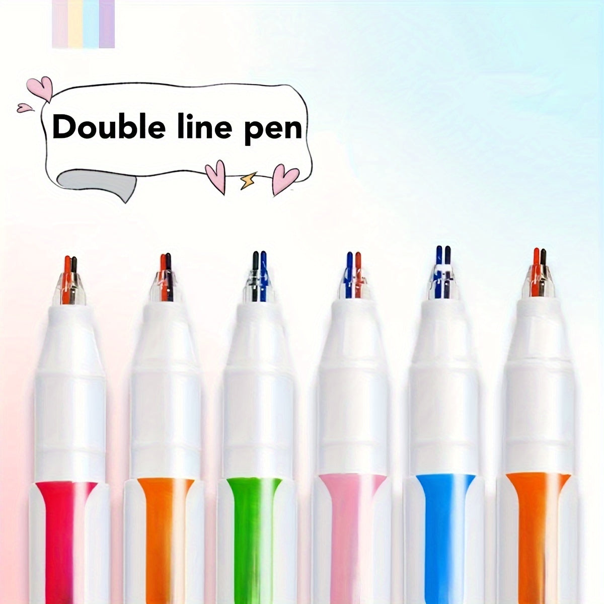 6pcs Dual-Tip Colorful Marker Pens - Vibrant Double-Line Stereo Effect, Single Head, 2.1 Line Spen Series by ONESEPEN, Perfect for Art, Office & School Projects