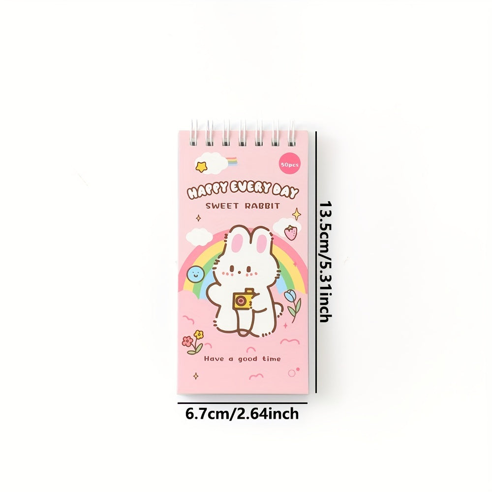 50 sheets Cute Cartoon Rabbit Stickers Set Scrapbooking Washi Stickers Waterproof PET Stickers for DIY Decorating Journaling Notebook Stationery Supplies