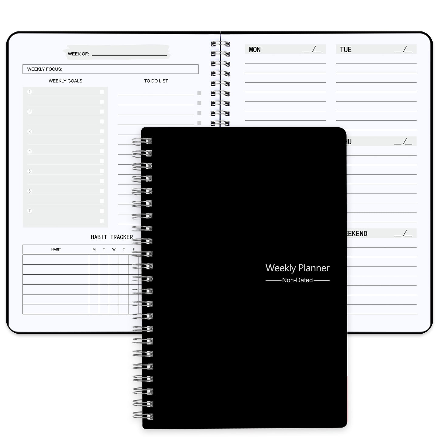 1pc Trees Spiral Undated A5 Daily Weekly Notebook Planner Agenda, Stationery Office School Supplies, Record daily plans to achieve future goals, 8, 3*5, 12.7 cm, 52 Sheets, 3pcs stickers, 4, 7*7, 17.78 cm