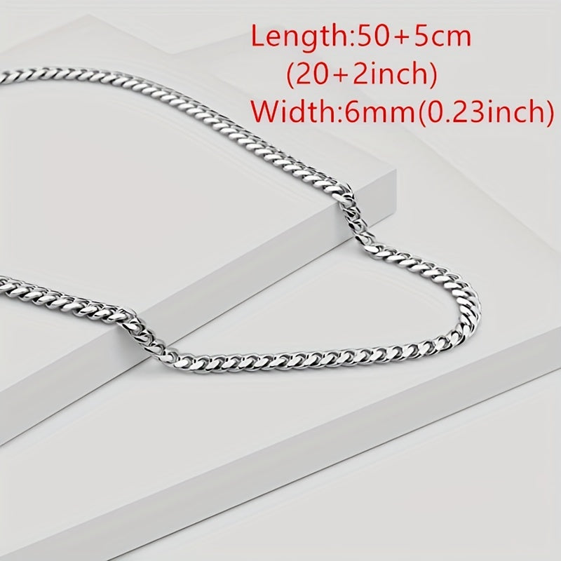 Stylish Classic Stainless Steel Cuban Chain Necklace - Promise Necklace To Men - Card And Gift Box Packaging Birthday Gift Father's Day Gift Christmas Gift