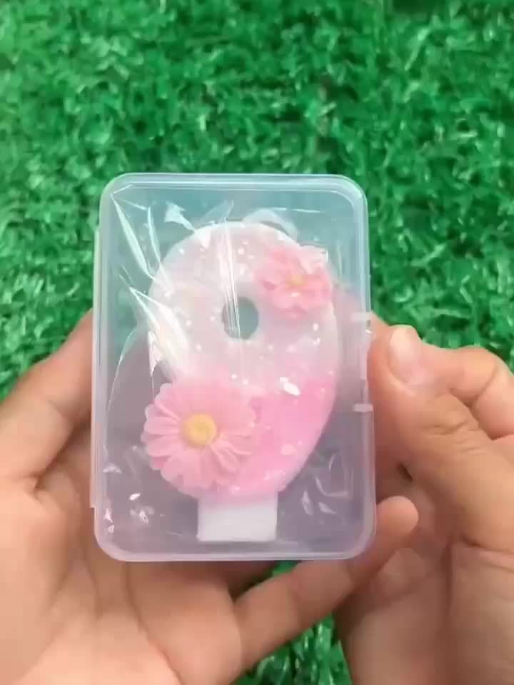 1pc Pink Glitter 3D Number Birthday Candle with Floral Design - Sparkling Single Wick Candles for Party Decor, Cake Topper & Festive Atmosphere, Celebration Accessories | Floral Embellished Candles | Sparkling Decor, Glow Par