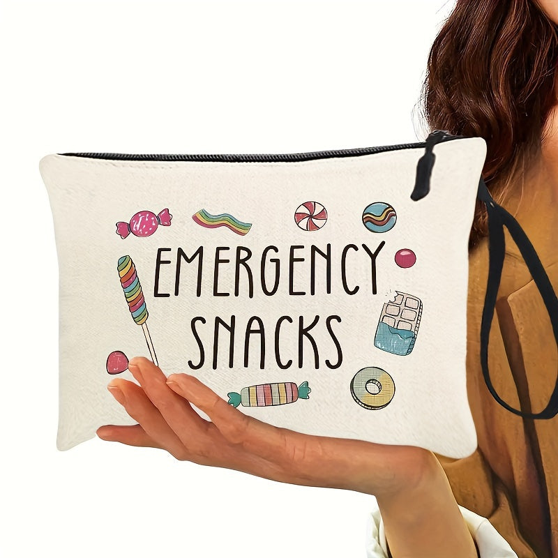Stylish Travel Toiletry Bag - Lightweight, Machine Washable, Zipper Closure, Single Handle Strap - Perfect Organizer for Cosmetics, Stationery, Essentials, and Emergency Snacks - Pack of 1