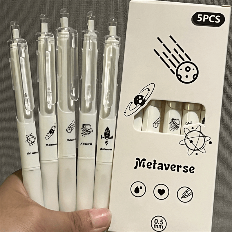 [Hello Kitty Pen] Sanrio Hello Kitty 5pcs Set | Cute Neutral Pen Black, Y2k High Aesthetic Value Minimalist Carbon Pen Black Pen, Korean Style Stationery Set, Creative Gift