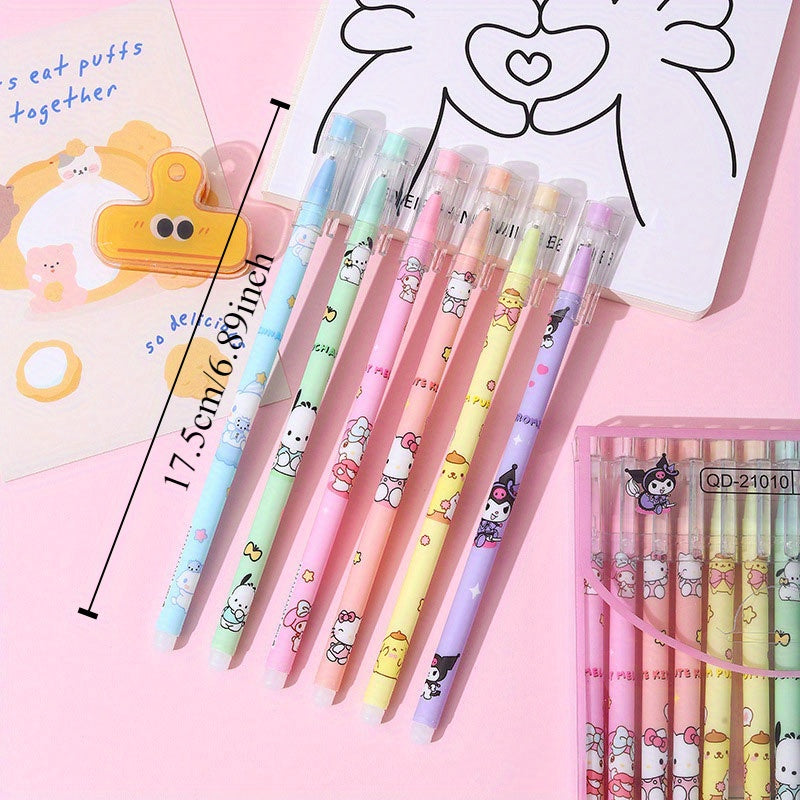 1box/12pcs Sanrio Erasable Neutral Pen Hello Kitty Melody Kuromi Cinnamoroll Gel Pen Office School Supplies Stationery Wholesale