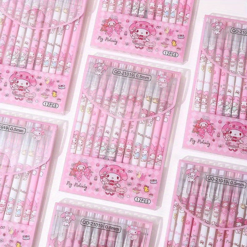 1box/12pcs Sanrio Erasable Neutral Pen Hello Kitty Melody Kuromi Cinnamoroll Gel Pen Office School Supplies Stationery Wholesale