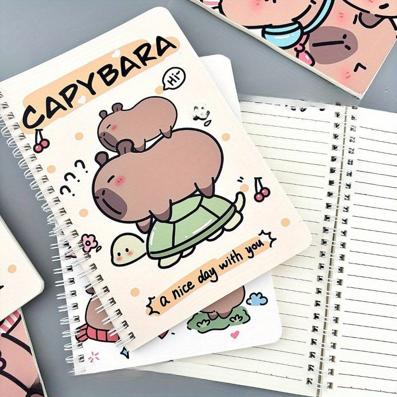 Kapibara-Inspired A5 Spiral Notebook - Cute Cartoon Design, Thick Paper, Educational Stationery for Students