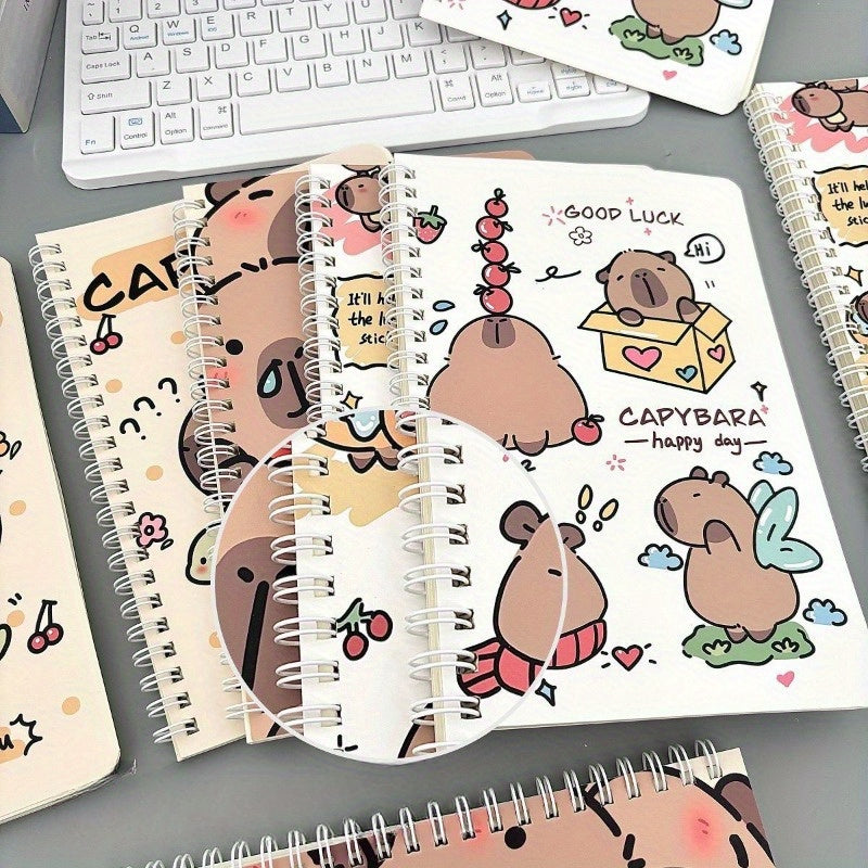 Kapibara-Inspired A5 Spiral Notebook - Cute Cartoon Design, Thick Paper, Educational Stationery for Students