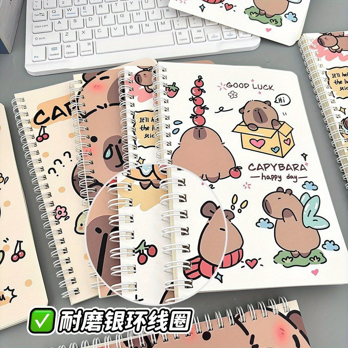 Kapibara-Inspired A5 Spiral Notebook - Cute Cartoon Design, Thick Paper, Educational Stationery for Students