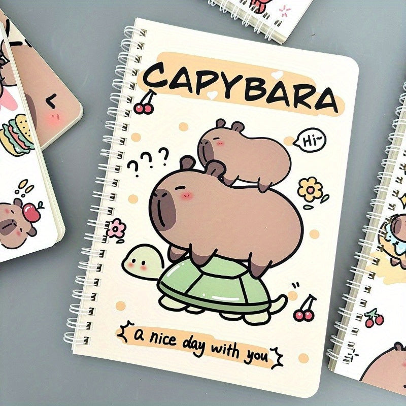 Kapibara-Inspired A5 Spiral Notebook - Cute Cartoon Design, Thick Paper, Educational Stationery for Students
