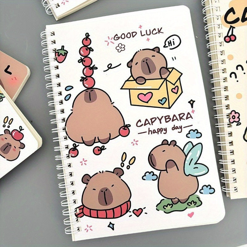 Kapibara-Inspired A5 Spiral Notebook - Cute Cartoon Design, Thick Paper, Educational Stationery for Students