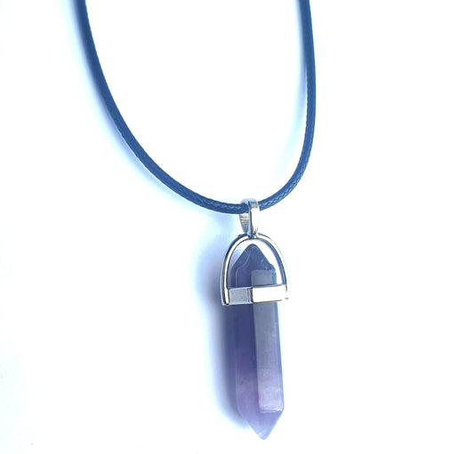 Crystal Pointed Pendant Necklace - Amethyst-0