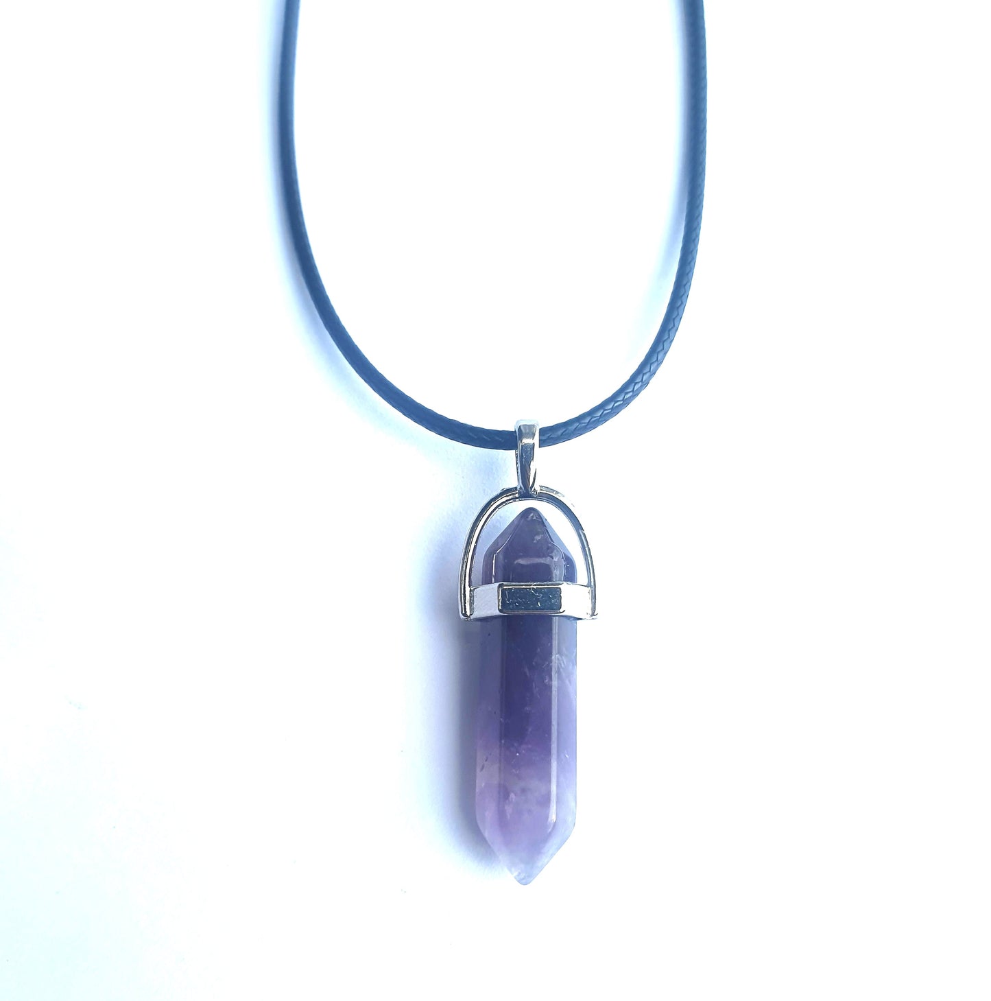 Crystal Pointed Pendant Necklace - Amethyst-1