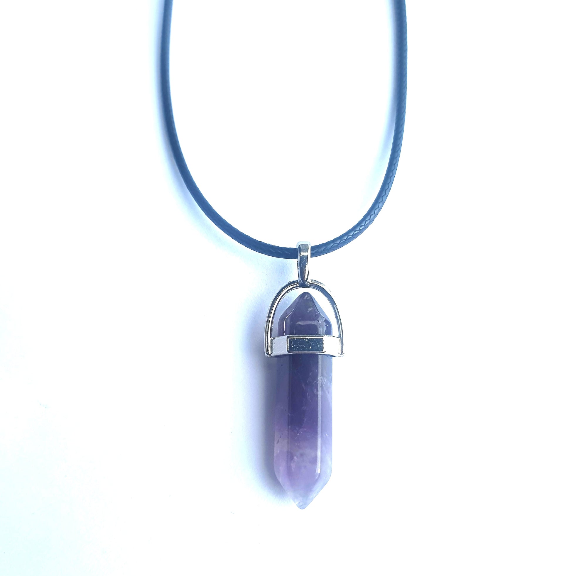 Crystal Pointed Pendant Necklace - Amethyst-1