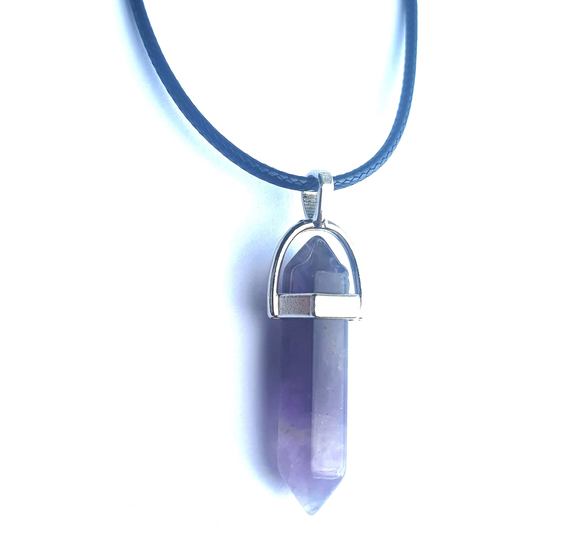 Crystal Pointed Pendant Necklace - Amethyst-3