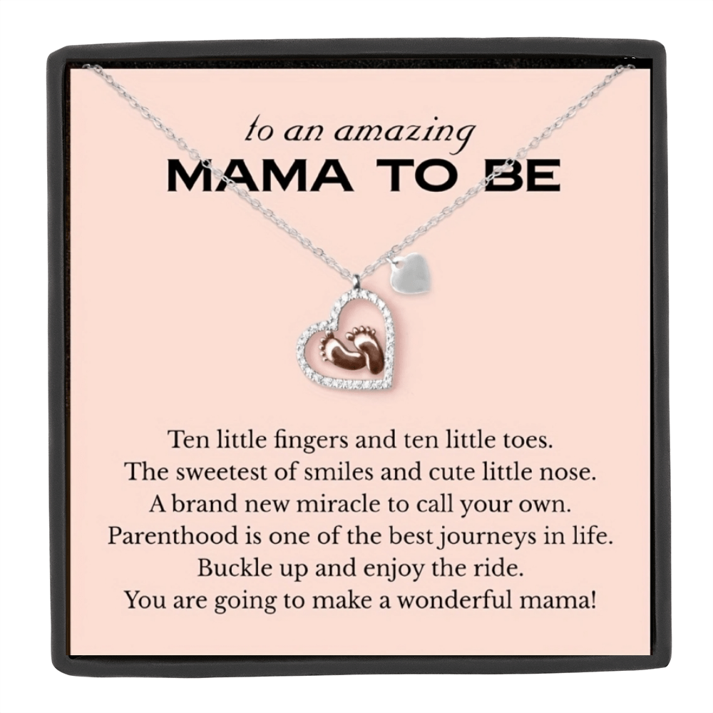 Trendy Heart-Shaped Baby Foot Pendant Necklace - Hypoallergenic Zinc Alloy, Adjustable Chain, Gift Box Included, Birthday, Christmas, Mother's Day Gift Idea for Mom, Grandma, Wife, Girlfriend, Decorative Accessories