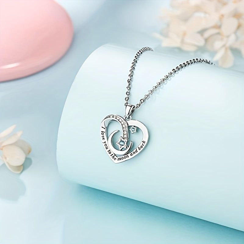 Timeless Heart, Star, Moon Charm Necklace - Fashionable Copper Pendant with Emotional Message Card - Premium Gift Box for Cherished Granddaughters - Perfect Birthday or Christmas Decorative Accessory
