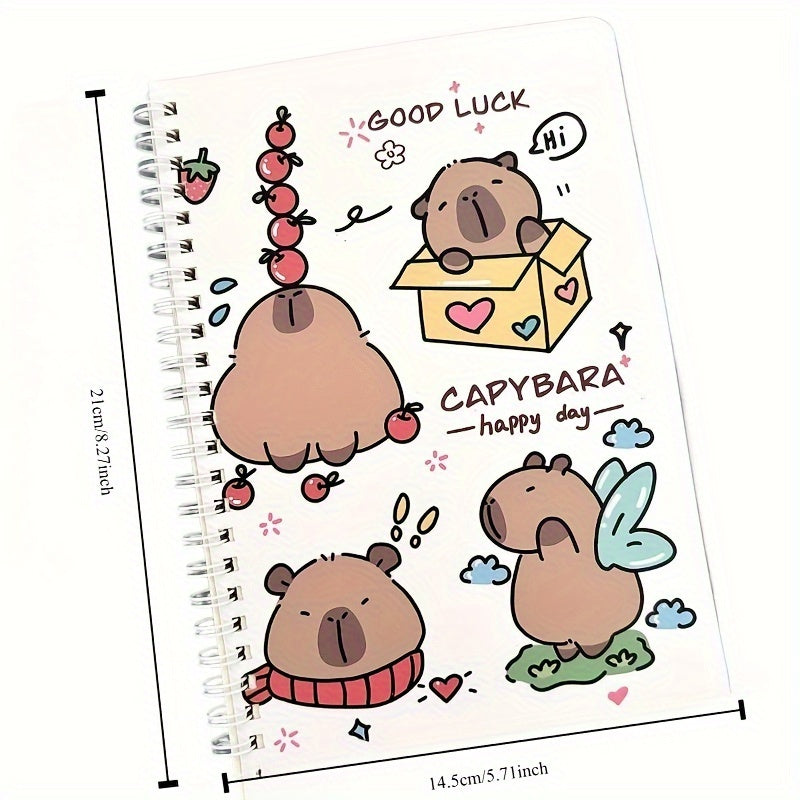 Kapibara-Inspired A5 Spiral Notebook - Cute Cartoon Design, Thick Paper, Educational Stationery for Students