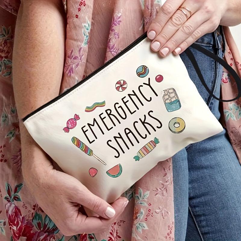 Stylish Travel Toiletry Bag - Lightweight, Machine Washable, Zipper Closure, Single Handle Strap - Perfect Organizer for Cosmetics, Stationery, Essentials, and Emergency Snacks - Pack of 1