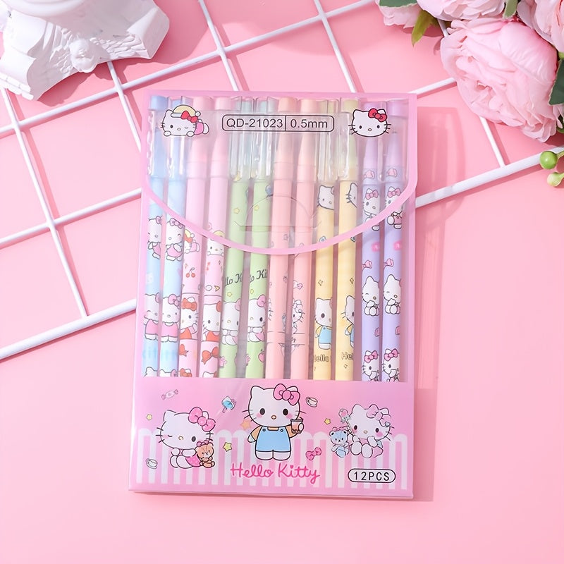 1box/12pcs Sanrio Erasable Neutral Pen Hello Kitty Melody Kuromi Cinnamoroll Gel Pen Office School Supplies Stationery Wholesale