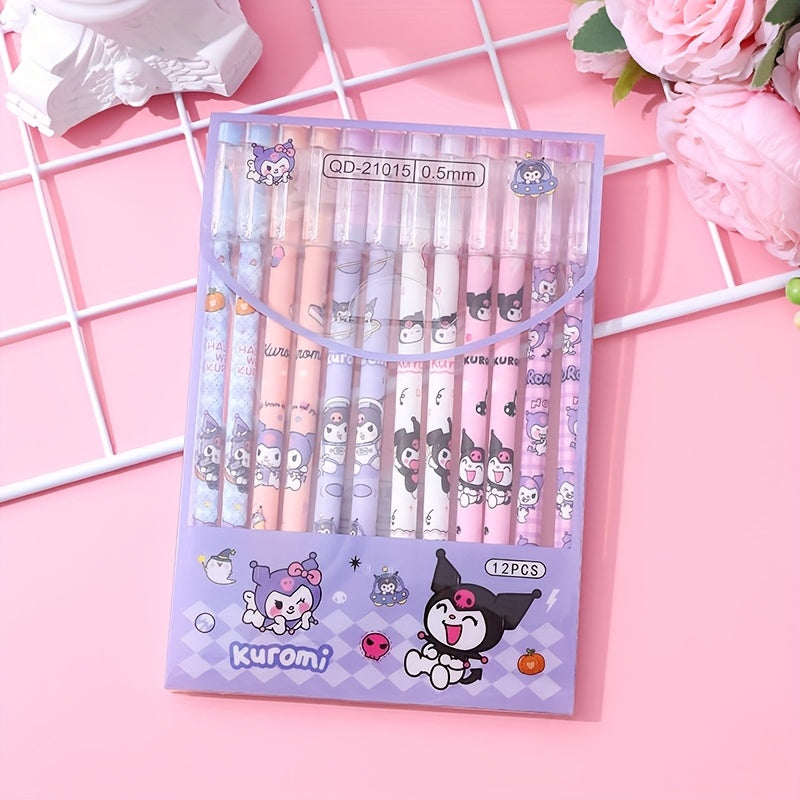 1box/12pcs Sanrio Erasable Neutral Pen Hello Kitty Melody Kuromi Cinnamoroll Gel Pen Office School Supplies Stationery Wholesale