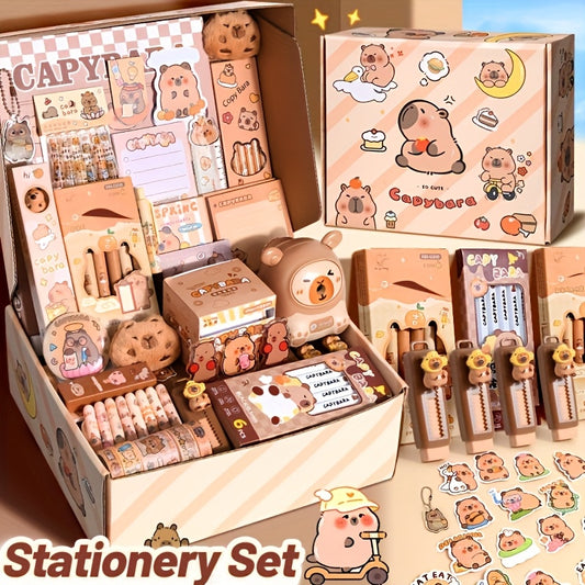 Charming Capibara-Themed Stationery Set - Complete School Supplies Gift, High Aesthetic Quality