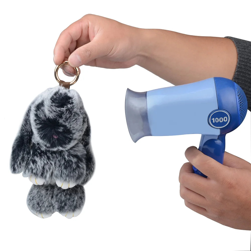 LFPU genuine Bunny Pendant Keychain Real Rex Rabbit Shape Fur Keychain Fluffy Bag Car Charm Key Ring Jewelry For Women