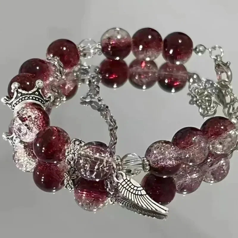 Exquisite Natural Stone Bracelet Elegant Lily of The Valley Flower Pendant Elastic Beaded Bracelets for Women Party Jewelry Gift