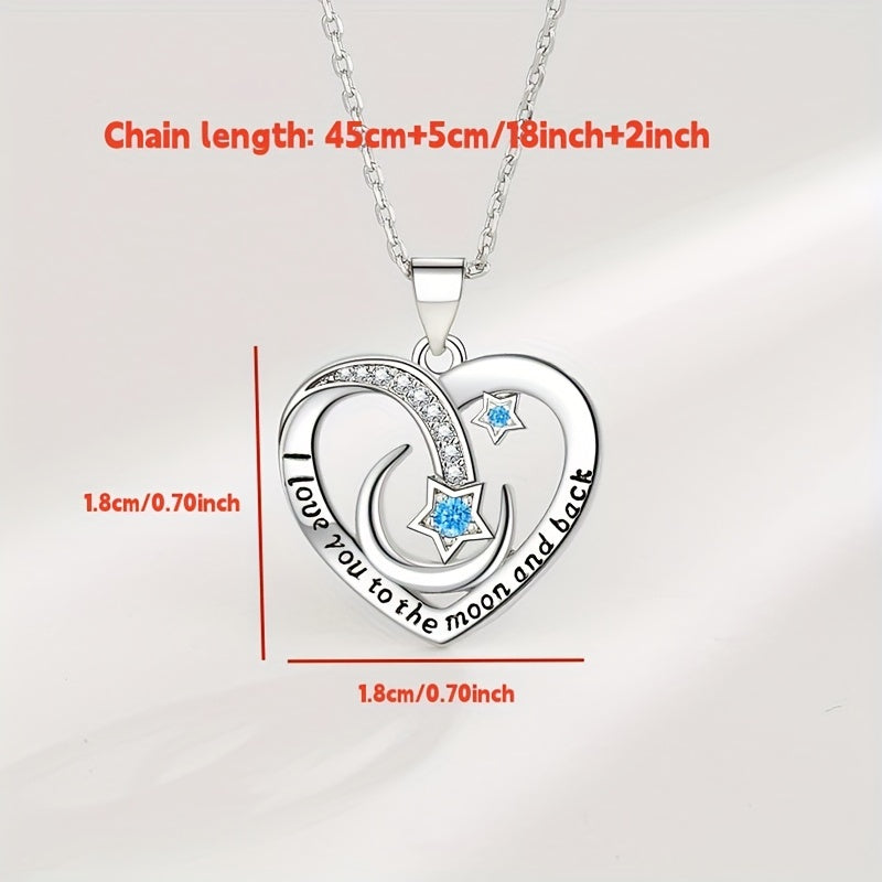 Timeless Heart, Star, Moon Charm Necklace - Fashionable Copper Pendant with Emotional Message Card - Premium Gift Box for Cherished Granddaughters - Perfect Birthday or Christmas Decorative Accessory