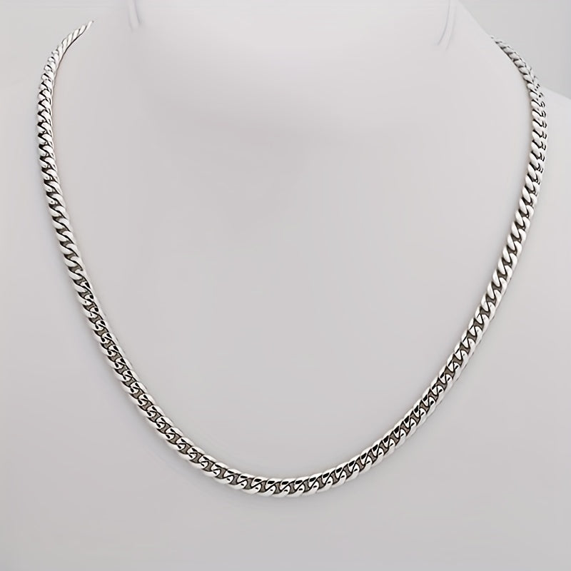 Stylish Classic Stainless Steel Cuban Chain Necklace - Promise Necklace To Men - Card And Gift Box Packaging Birthday Gift Father's Day Gift Christmas Gift