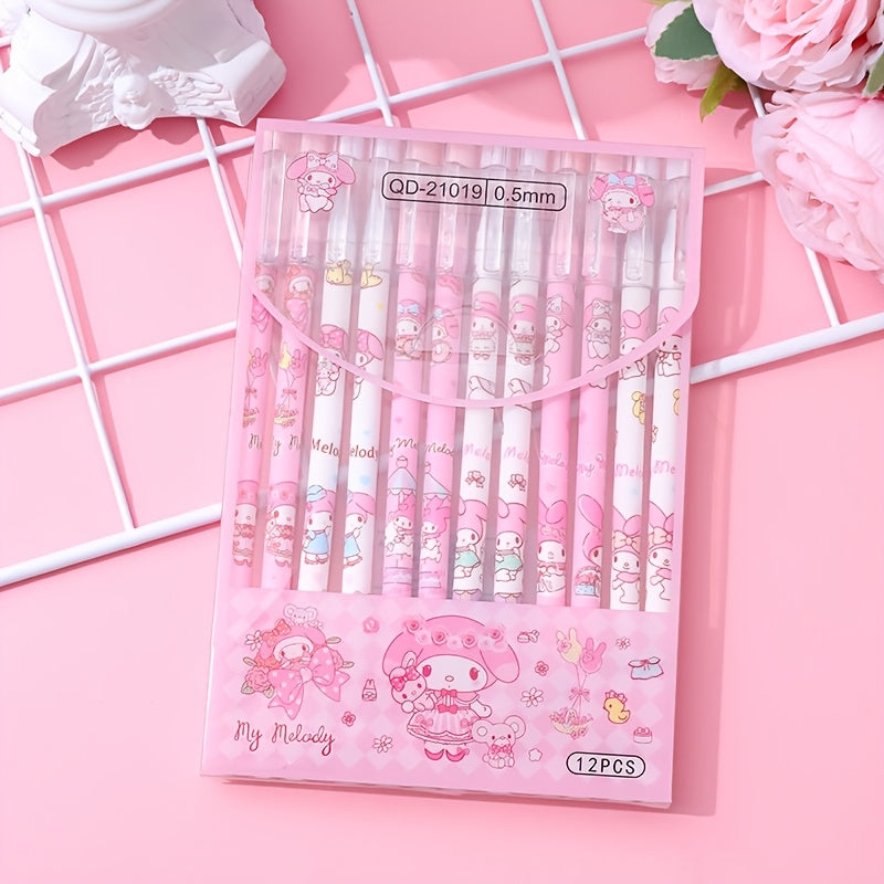 1box/12pcs Sanrio Erasable Neutral Pen Hello Kitty Melody Kuromi Cinnamoroll Gel Pen Office School Supplies Stationery Wholesale