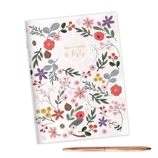Blush Floral Notebook, plain inside (pack of three)